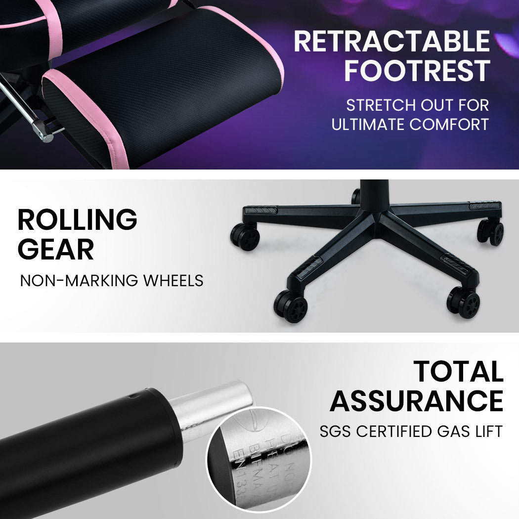 OVERDRIVE Elite Series - Reclining Gaming Chair with Foot Rest - Black/Pink