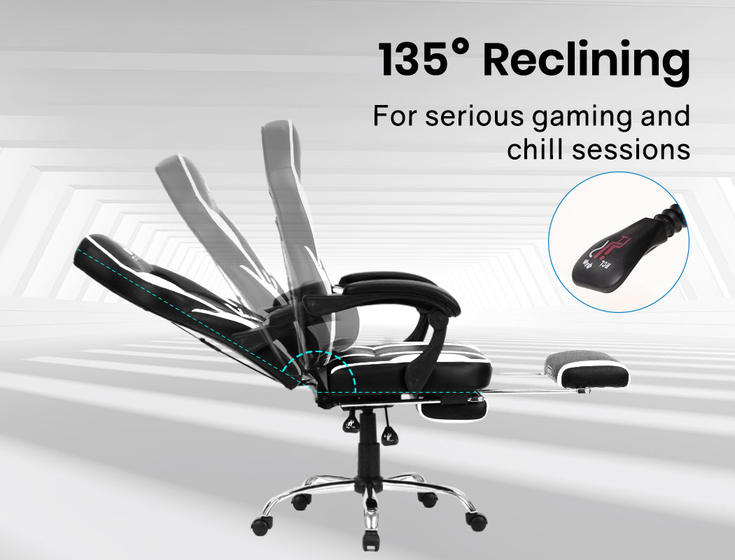 OVERDRIVE Gaming Chair & Desk Combo - Black/White/Grey