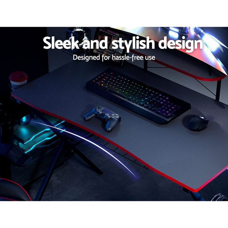 Artiss Gaming Desk with X-Shaped Legs - 130cm Black/Red