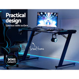 Artiss Gaming Desk with Z-Shaped Legs & RGB Lights - 120cm Black