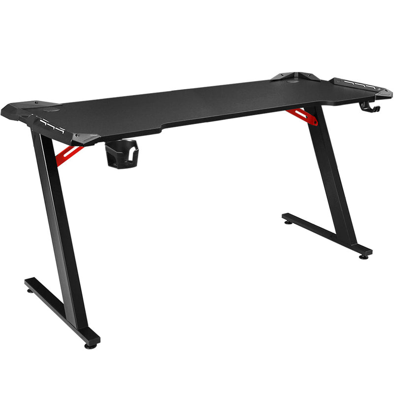 Artiss Gaming Desk with Z-Shaped Legs & RGB Lights - 140cm Black