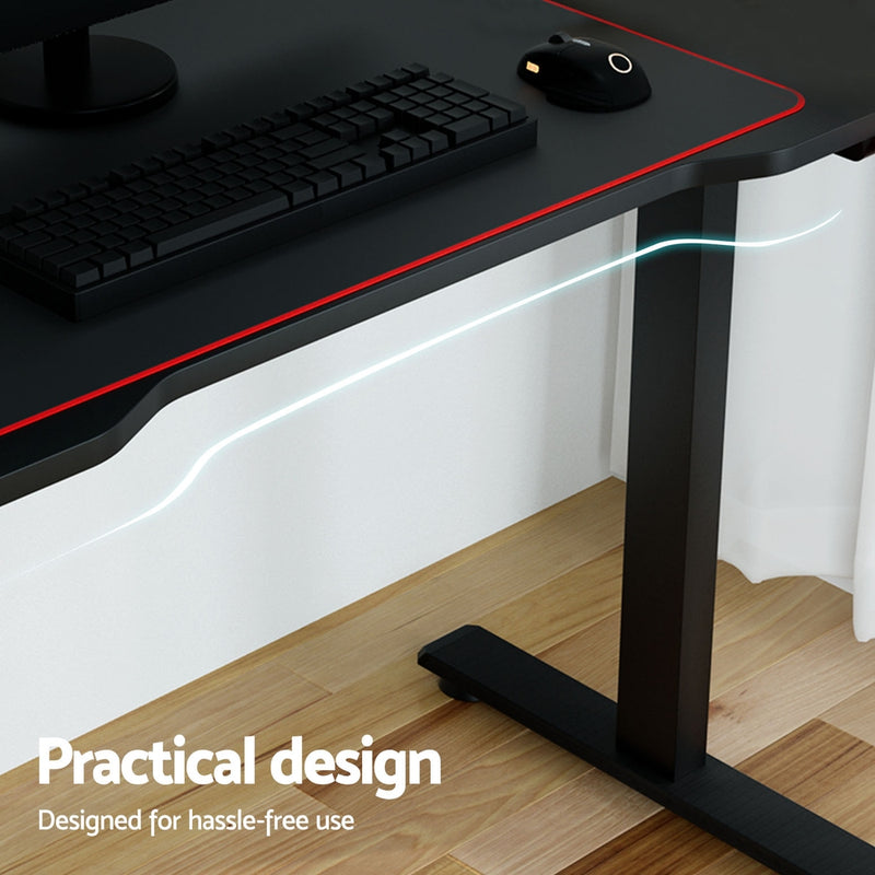 Artiss Motorised Standing Gaming Desk - 140cm Black/Red