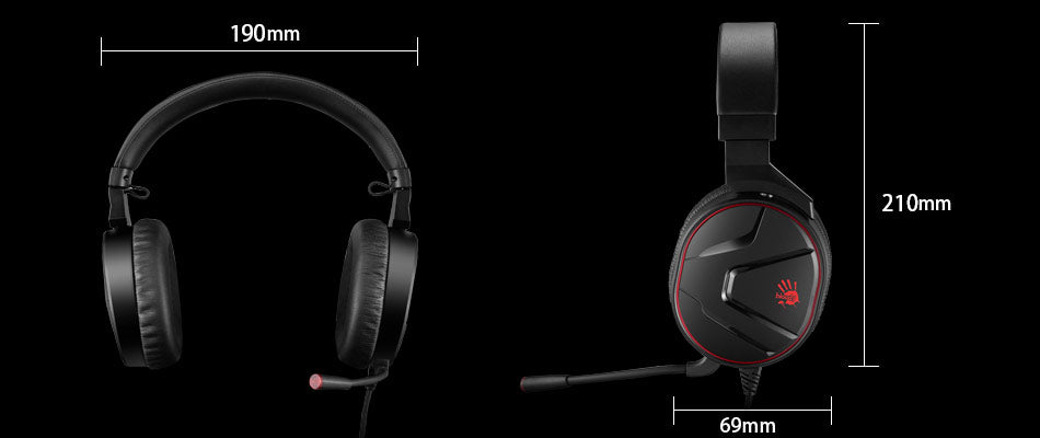 BLOODY GAMING Headset with Virtual 7.1 Surround Sound - Black/Red