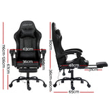 Artiss 2 Point Massage Gaming Chair with Footrest - Black