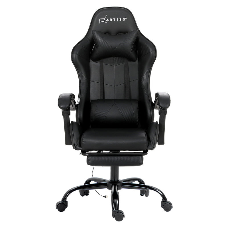 Artiss 2 Point Massage Gaming Chair with Footrest - Black