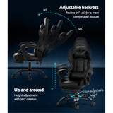 Artiss 2 Point Massage Gaming Chair with Footrest - Black