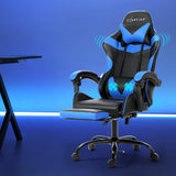 Artiss 2 Point Massage Gaming Chair with Footrest - Black/Blue