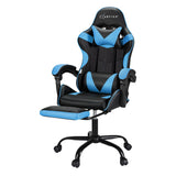 Artiss 2 Point Massage Gaming Chair with Footrest - Black/Cyan Blue