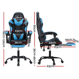 Artiss 2 Point Massage Gaming Chair with Footrest - Black/Cyan Blue