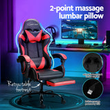 Artiss 2 Point Massage Gaming Chair with Footrest - Black/Red