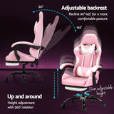 Artiss 2 Point Massage Gaming Chair with Footrest - Pink/White