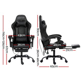 Artiss 6 Point Massage Gaming Chair with Footrest - Black