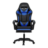 Artiss 6 Point Massage Gaming Chair with 7 LED Lights & Footrest - Black/Blue