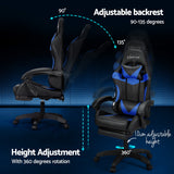 Artiss 6 Point Massage Gaming Chair with 7 LED Lights & Footrest - Black/Blue