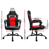 Artiss Khir - 2 Point Massage Gaming Chair with PU Leather - Black/Red