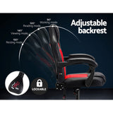 Artiss Khir - 2 Point Massage Gaming Chair with PU Leather - Black/Red