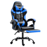 Artiss Gaming Chair with Footrest - Black/Blue