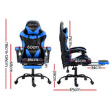 Artiss Gaming Chair with Footrest - Black/Blue