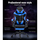 Artiss Gaming Chair with Footrest - Black/Blue