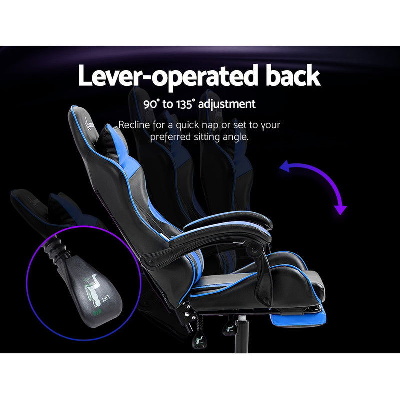 Artiss Gaming Chair with Footrest - Black/Blue