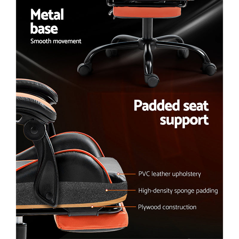 Artiss Gaming Chair with Footrest - Black/Orange