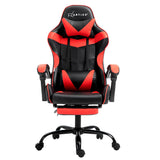 Artiss Gaming Chair with Footrest - Black/Red