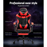 Artiss Gaming Chair with Footrest - Black/Red