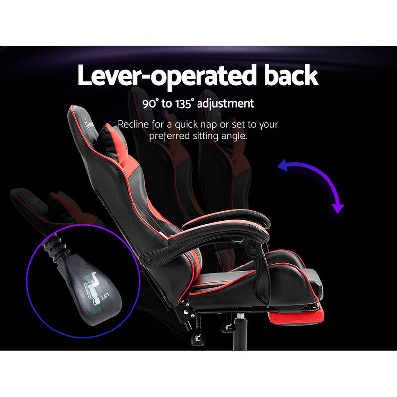 Artiss Gaming Chair with Footrest - Black/Red