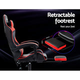 Artiss Gaming Chair with Footrest - Black/Red