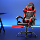 Artiss Gaming Chair with Footrest - Black/Red