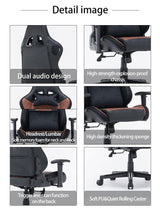 amazingooh Reclining Gaming Chair with RGB Lights & Bluetooth Speaker - Black