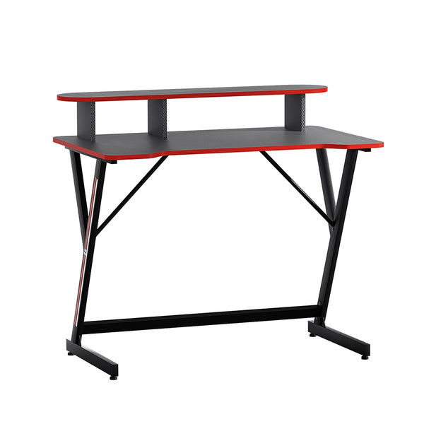 Artiss Gaming Desk with L-Shaped Legs - 100cm Black/Red