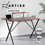 Artiss Gaming Desk with X-Shaped Legs - 130cm Black/Red