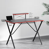 Artiss Gaming Desk with X-Shaped Legs - 130cm Black/Red