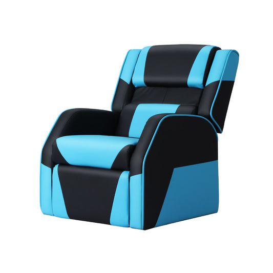 Keezi Kids Recliner Armchair with PU Leather - Black/Blue