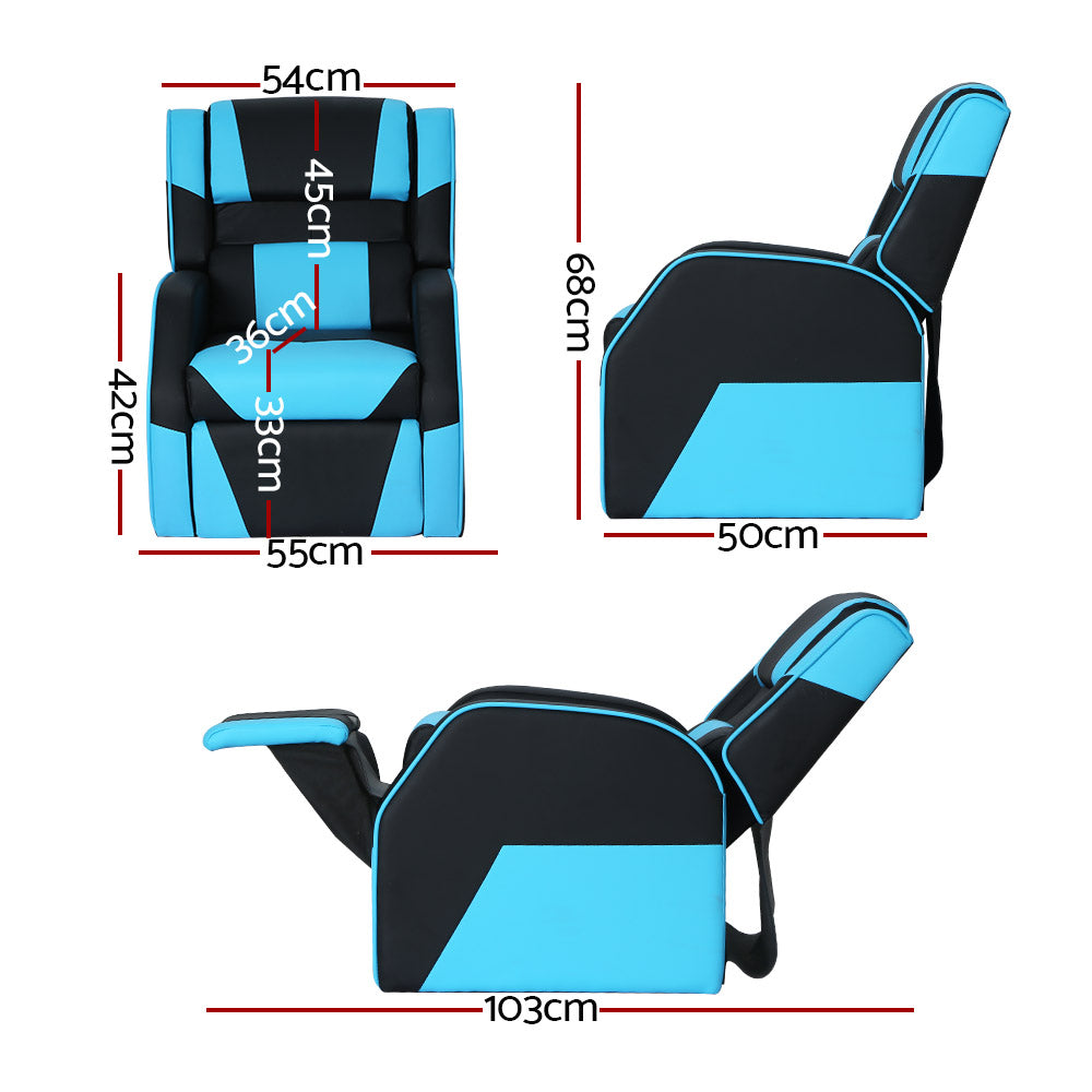 Keezi Kids Recliner Armchair with PU Leather - Black/Blue