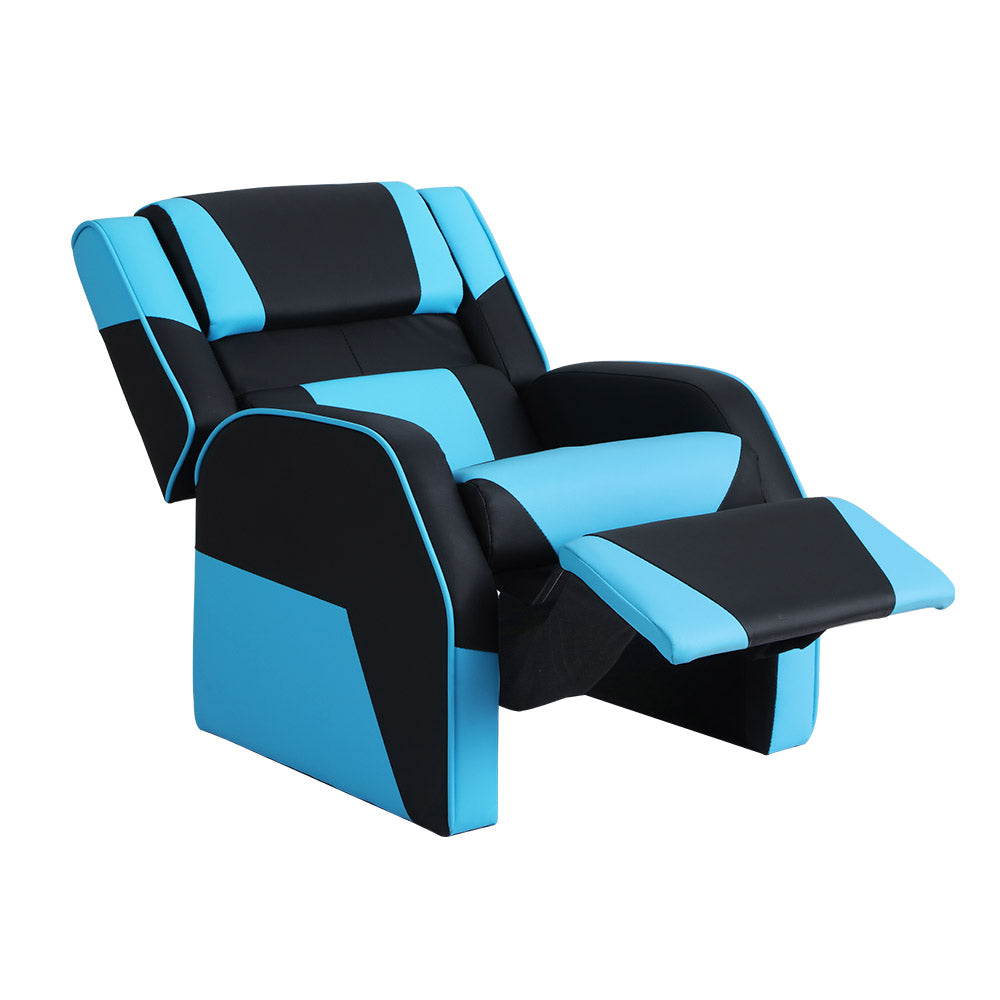 Keezi Kids Recliner Armchair with PU Leather - Black/Blue