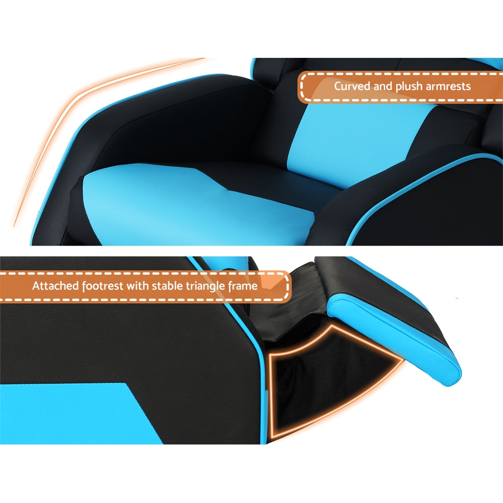 Keezi Kids Recliner Armchair with PU Leather - Black/Blue