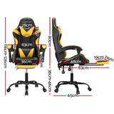 Artiss 2 Point Massage Gaming Chair with Footrest - Black/Yellow