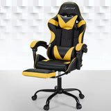 Artiss 2 Point Massage Gaming Chair with Footrest - Black/Yellow