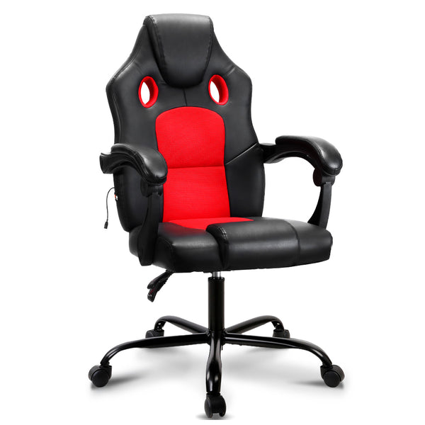 Artiss Khir - 2 Point Massage Gaming Chair with PU Leather - Black/Red