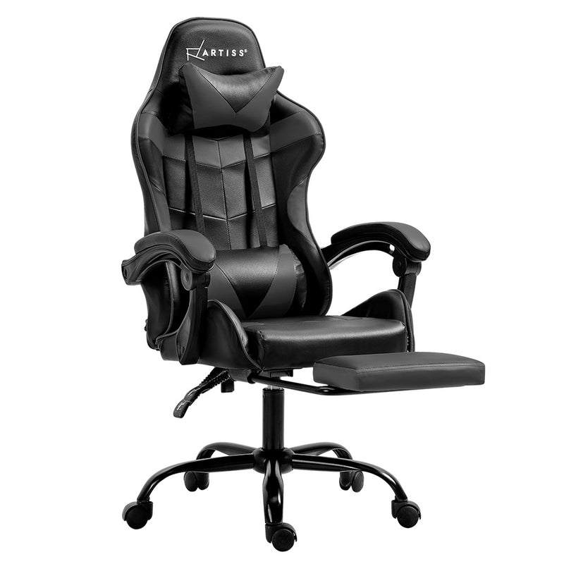 Artiss Gaming Chair with Footrest - Black/Grey