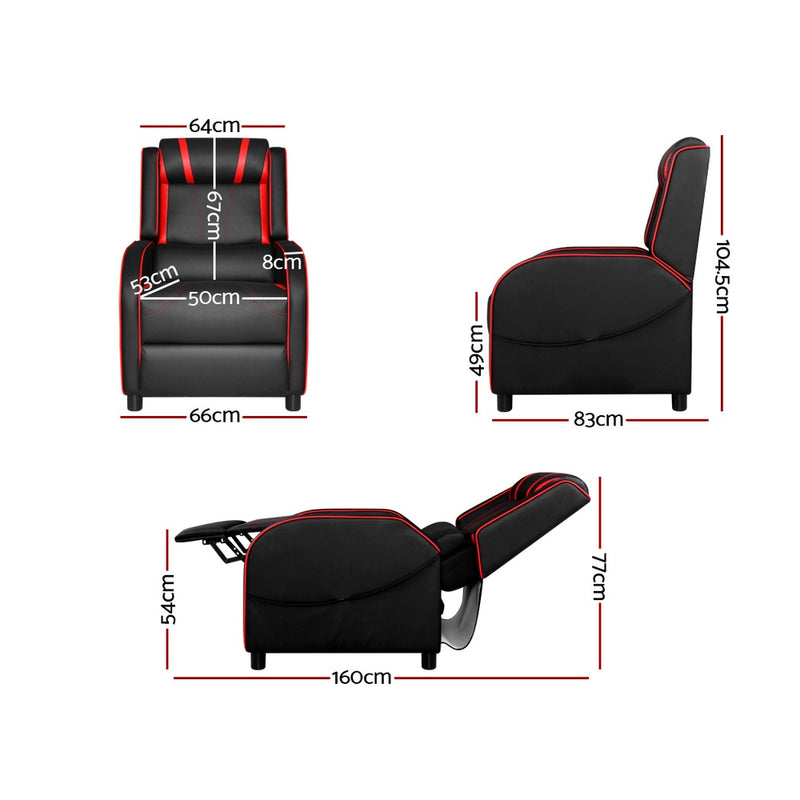 Artiss Recliner Gaming Chair - Black/Red