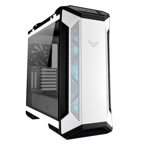 ASUS GT501 TUF GAMING CASE White ATX Mid Tower Case With Handle, Supports EATX, Tempered Glass Panel, 4 Pre-Installed Fans 3x120mm RBG 1x140mm PWN