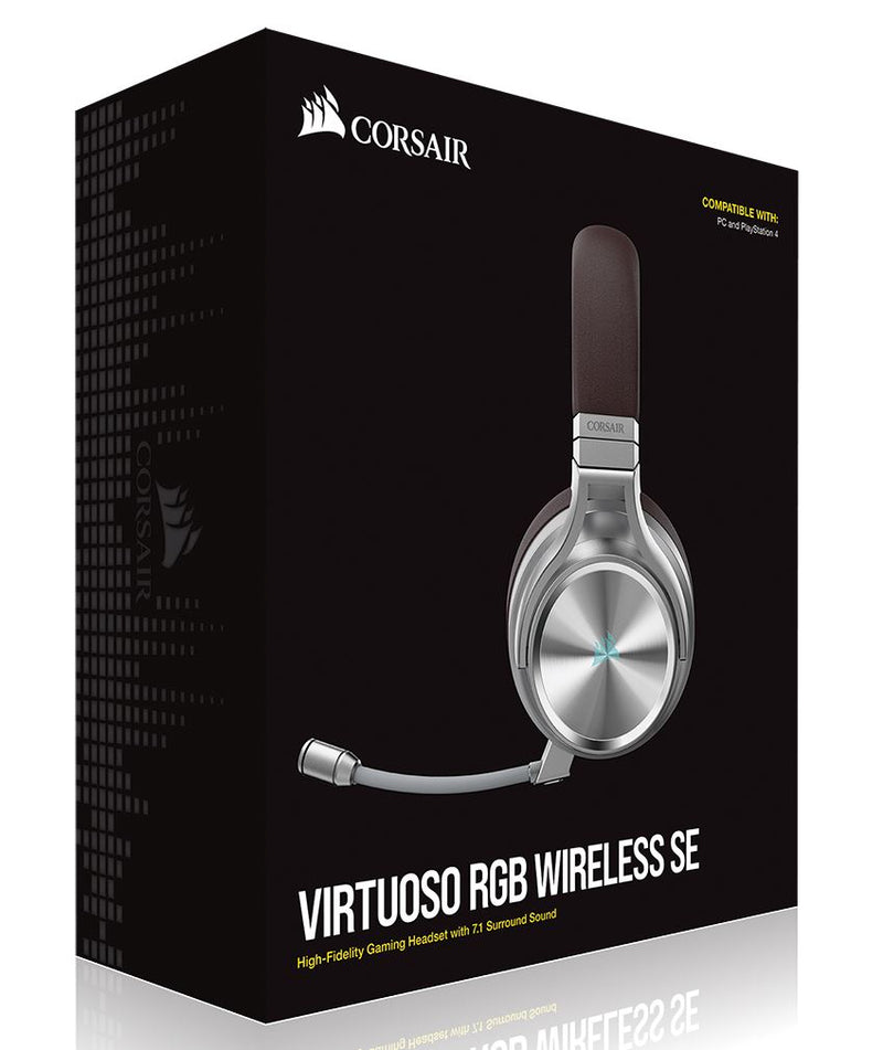 Corsair Virtuoso Wireless RGB SE Espresso 7.1 Headset. High Fidelity Ultra Comfort, Broadcast Grade 9.5mm Microphone, USB and 3.5mm