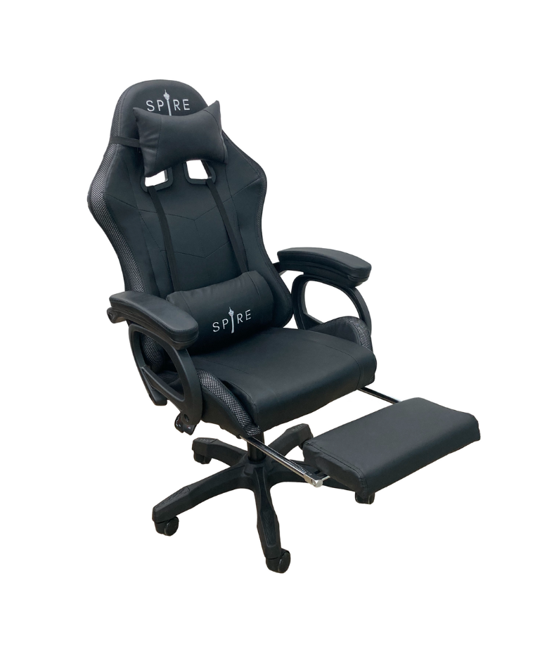 Spire ONYX Gaming Chair with LED lights, Bluetooth & Massage Function - Black
