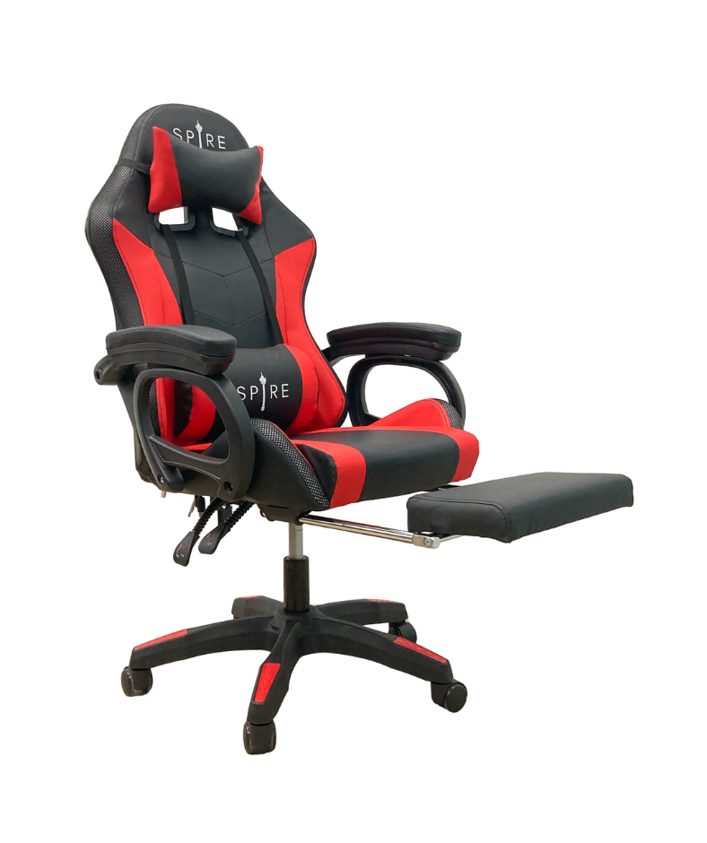 Spire ONYX Gaming Chair with LED lights, Bluetooth & Massage Function - Black/Red