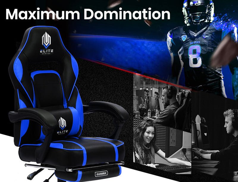 OVERDRIVE Elite Series - Reclining Gaming Chair with Foot Rest - Black/Blue