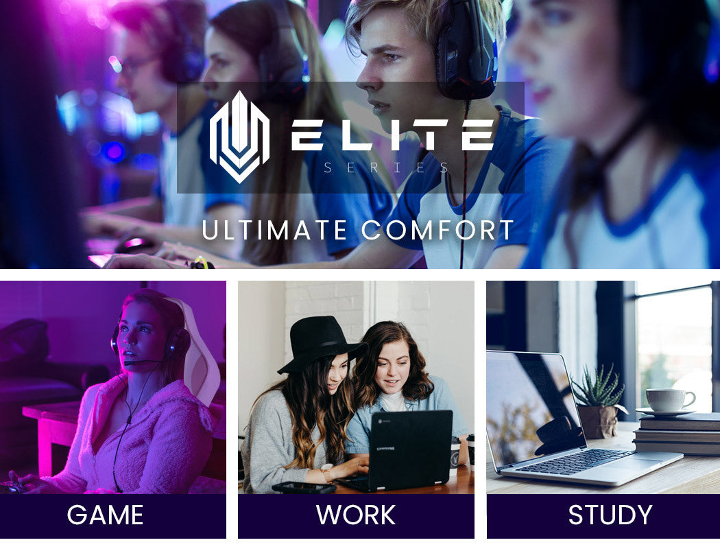 OVERDRIVE Elite Series - Reclining Gaming Chair with Foot Rest - Black/Pink