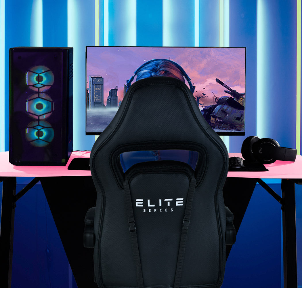 OVERDRIVE Elite Series - Reclining Gaming Chair with Foot Rest - Black/Pink